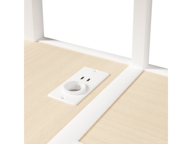  Lit mezzanine métal 140x200 cm – bureau intégré, rangements, panneau perforé, tiroir, prise, led, blanc, sans matelas  - Conforama E