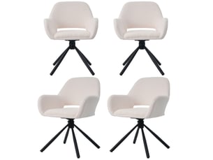 Chaises de salle à manger pivotantes avec accoudoirs, lot de 4 au design moderne en tissu sherpa blanc