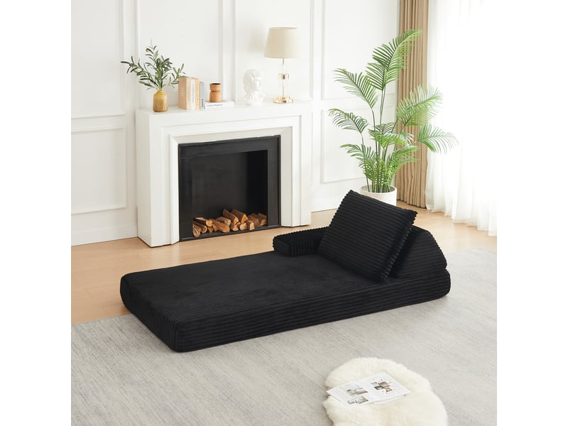  Canapé modulaire convertible avec dossier triangulaire  - accoudoirs amovibles, mousse compressée - 114×33×33 cm, noir  - Conforama B