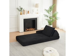 Canapé modulaire convertible avec dossier triangulaire - accoudoirs amovibles, mousse compressée - 114×33×33 cm, noir