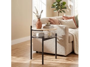 Table basse rond(e) coloris bois clair <strong>CHICFURN</strong> <strong></strong> - 39.8 cmx41.8 cm