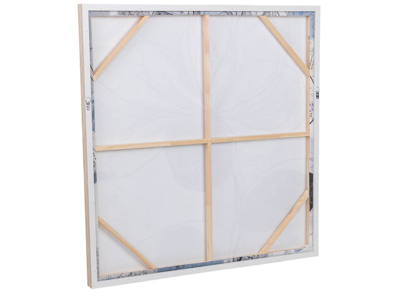  Tableau peint à la main avec cadre en bois bleu marine 103x4x103h cm  - Conforama D