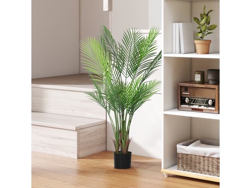 Plante artificielle intérieure 120 cm, palmier arbre artificiel avec pot en plastique et flocage, vert  - Conforama C