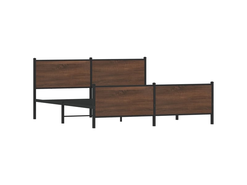 Lit double- lit adulte - cadre de lit en métal sans matelas chêne marron 200x200 cm - Conforama C