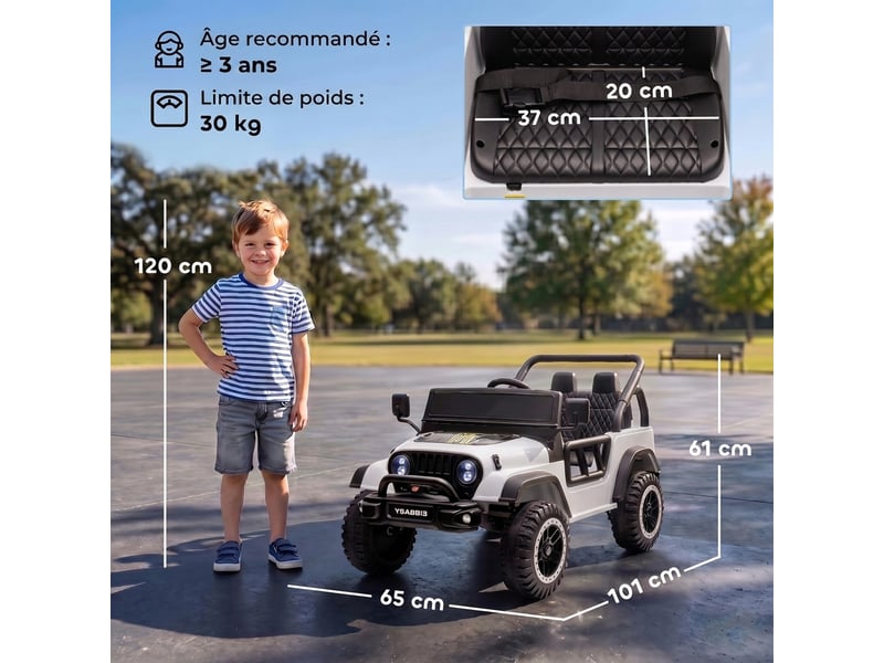  Voiture électrique enfants 12v télécommande 2,4g phares blanc  - Conforama E