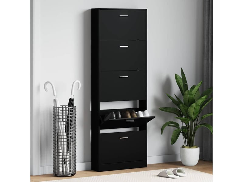  Meuble à chaussure, armoire à chaussures noir 59x17x169 cm bois d'ingénierie  - Conforama B