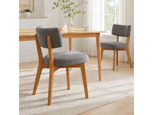 Lot de 2 chaises de salle à manger en tissu gris, pieds en bois