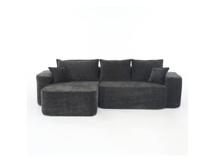 Canapé d'angle méridienne noir en chenille, xxl tiefsitz 262x144cm, moderne salon l-form