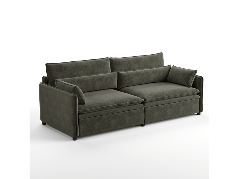  Canapé-lit 3 places 206x91x86 cm 3-en-1, convertir, tissu couleur gris foncé, mousse et bois, design moderne  - Conforama A