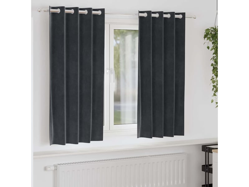  Lot de 2 rideaux, rideaux de fenêtre gris foncé 140 x 175 cm velours cf44064  - Conforama B