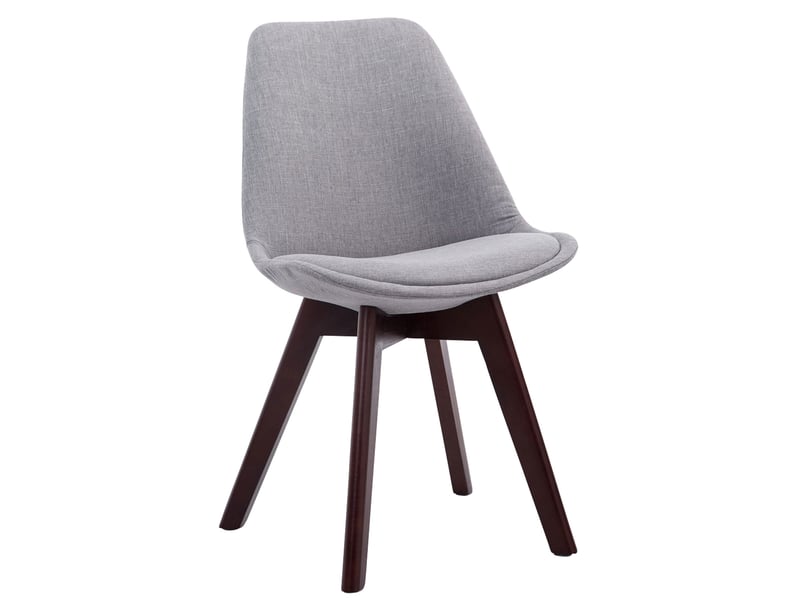 Lot de 4 chaises de salle à manger design scandinave en tissu gris et piètement à 4 pieds en bois foncé 10_0008562  - Conforama B