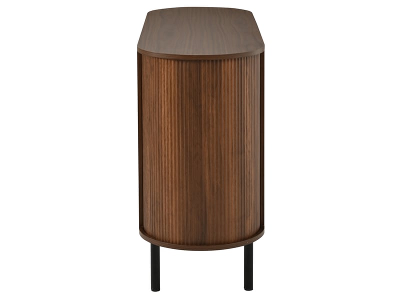 Buffet 120x40x80 cm à compartiments ouverts en mdf, pieds en métal, couleur marron foncé, design simple - Conforama E