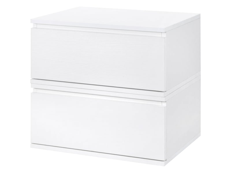  Ensemble de 2 tables de chevet avec tiroir et structure suspendue, en aggloméré et mdf, 49 x 38 x 23 cm, blanc  - Conforama B