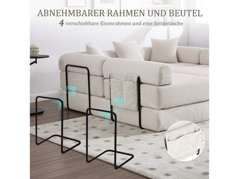 Canapé de salon, canapé salon, avec rangement, beige - Conforama W