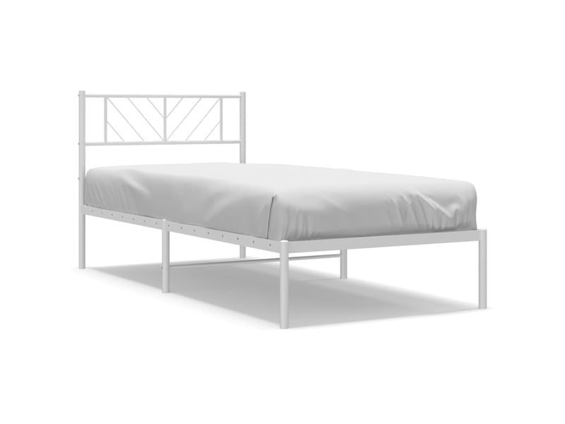 Lit simple- lit adulte - cadre de lit métal sans matelas avec tête de lit blanc 80x200cm - Conforama A