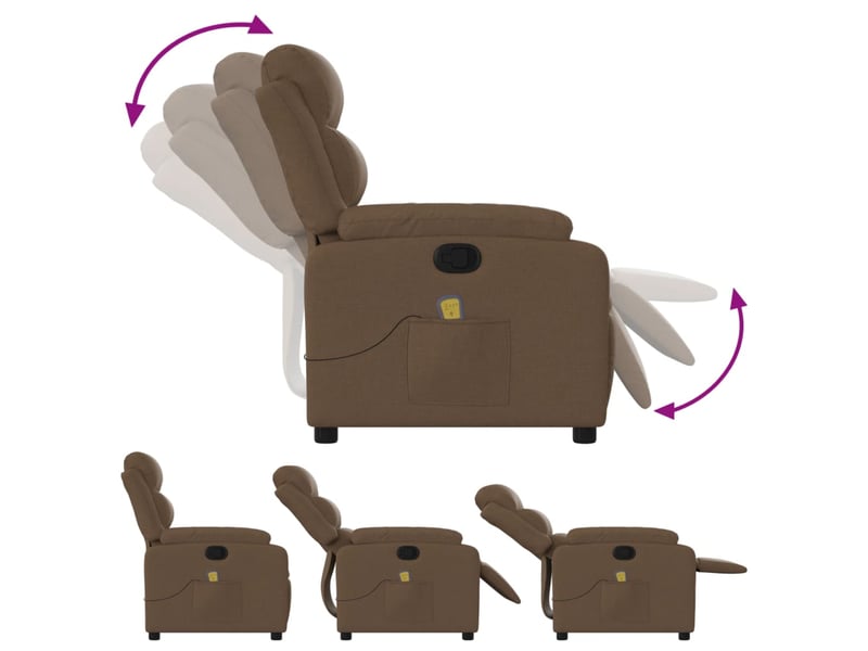  Fauteuil de relaxation tv fonction massage inclinable inclinaison manuelle en tissu marron dec027013  - Conforama D