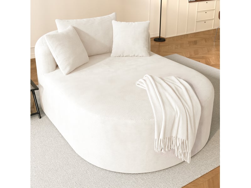  Fauteuil relax modenvie ovale en velours côtelé beige clair, 1 place, assise profonde 122 cm, 170 x 112,5 x 83 cm  - Conforama B