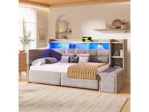 Lit simple 90x190 cm <strong>OKWISH</strong>  <strong></strong> coloris gris