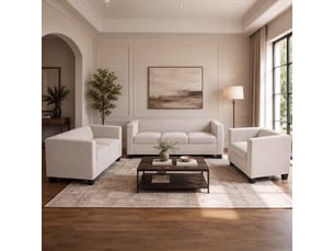3-2-1 ensemble de canapés lille, ensemble de canapés, canapé lounge, suspension nosag, tissutextile chenille (260 gm²) - beige