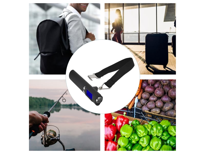  Balance à bagages numérique 3 en 1 (50 kg110 lbs) avec lampe torche, fonction batterie externe et écran lcd pour les voyages  - Conforama B