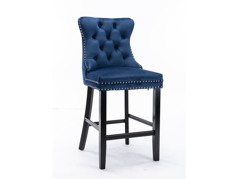  Lot de 2 sièges rembourrés en velours bleu, pieds en bois massif DE2002BL - Conforama B
