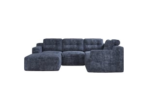 Canapé modulaire 5 places en tissu bleu avec pouf, sans montage, configuration l ou u pour salon et chambre