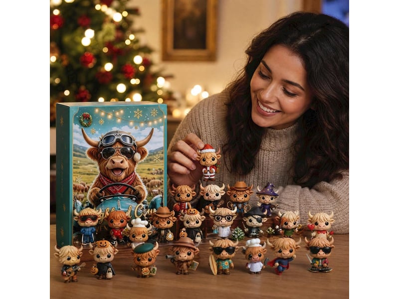  Calendrier de l'avent 2026 highland cow – 24 mini figurines 3d à collectionner-style 2  - Conforama D