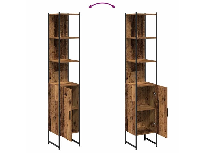  Armoire de salle de bain, cabinet de salle de bain bois ancien 33 x 33 x 185,5 cm cf65053  - Conforama E