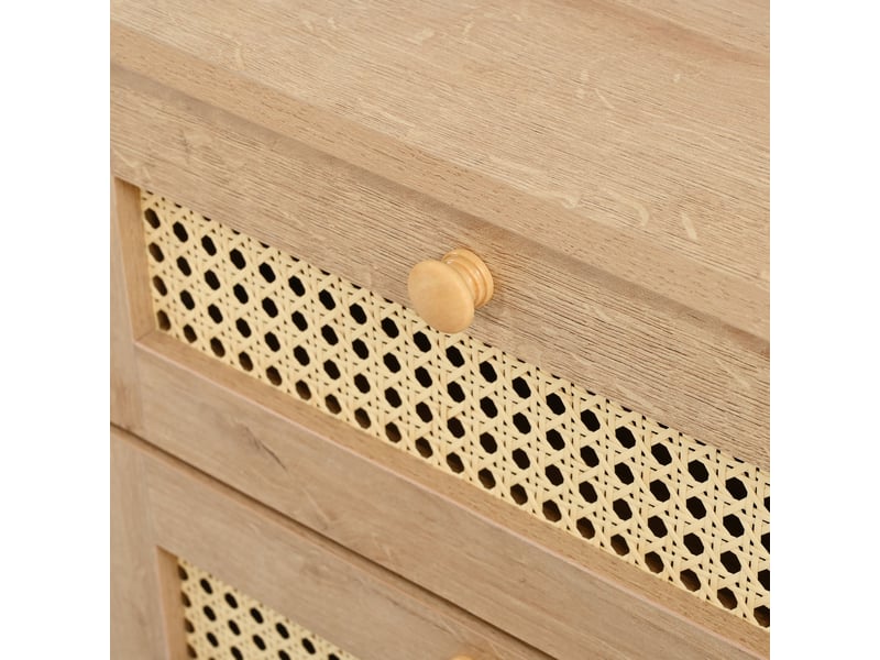  Buffet 2 portes coulissantes 3 tiroirs en rotin 141 cm evryae  - Conforama B