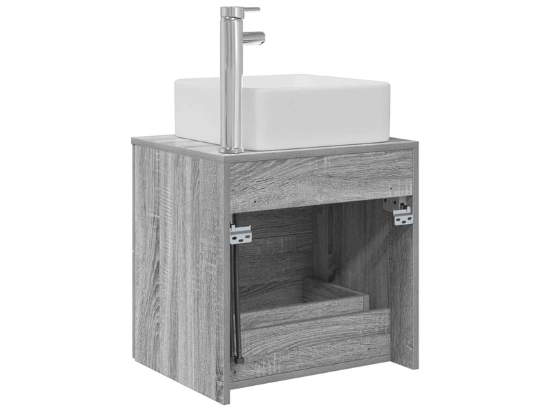  Vanité de lavabo mural, meuble de rangement sonoma gris 49.5x41x63 cm shl6350  - Conforama E