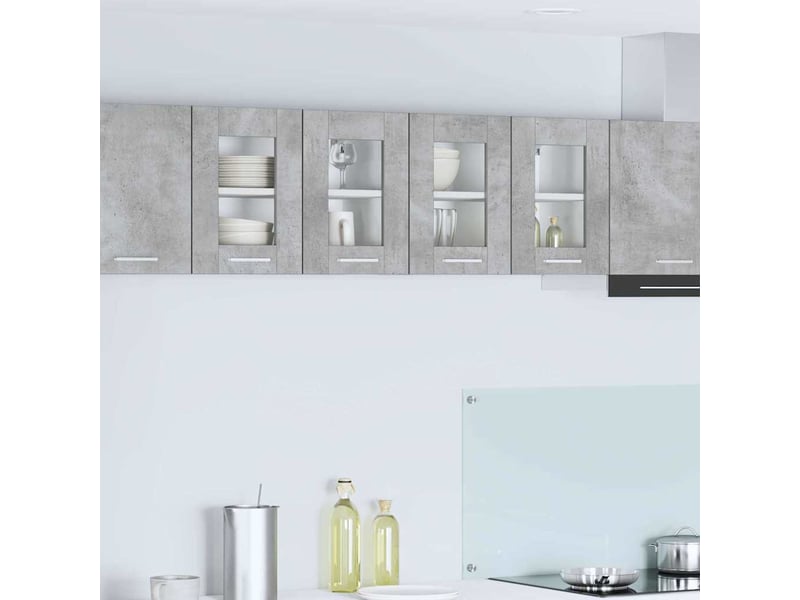 Meuble de rangement cuisine, armoire suspendue 2 pcs gris béton bois d'ingénierie shl7174 - Conforama B