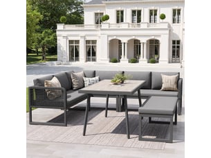 Salon de jardin modulable,6-8 places avec table,rotin pe,gris