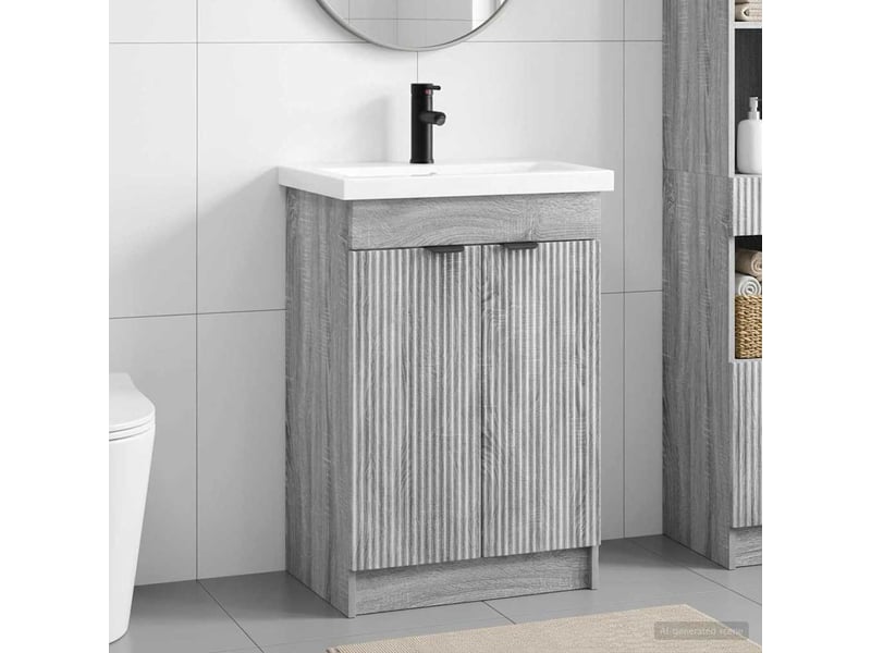 Ensemble de mobilier de salle de bain sonoma gris shl8526 - Conforama B