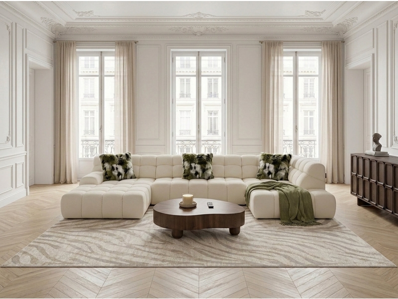  Bobochic canapé panoramique avance-recule électrique andre tissu texturé jaune  angle droit ANDRE - Conforama B