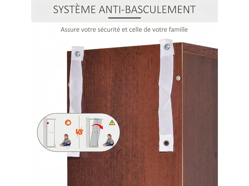  Colonne de rangement cd dvd haut et mince 21 x 20 x 175 cm gain d'espace anti basculement style moderne en mdf marron 21_0001694  - Conforama E