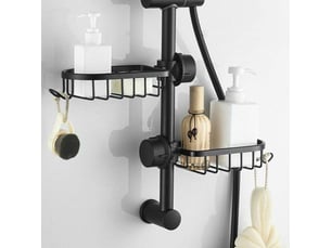 Lot 2 étagères douche sans percage inox, télescopique salle de bain, support tablette porte savon pour shampooing