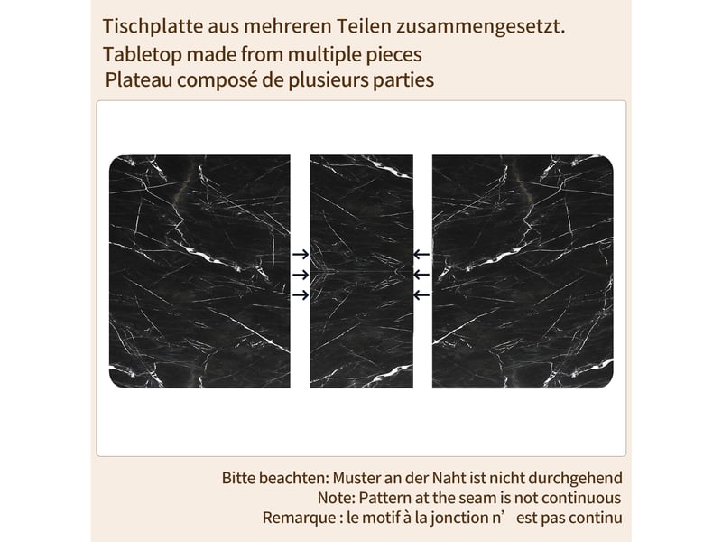  Table à manger extensible avec rangement caché, plateau pliant et portes, en mdf et métal, finition marbre noir  - Conforama E
