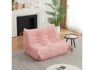 Fauteuil de sol 127x99x83 cm sans accoudoirs en chenille rose