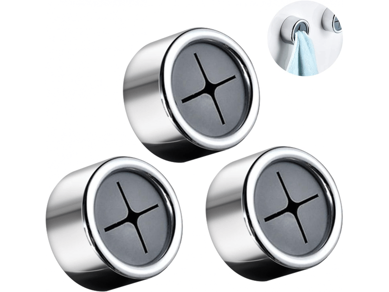 Accroche torchon, 3 pièces porte torchon, abs rond torchon cuisine, aucun perçage requis, pour salle de bain, armoire et placard, gris - Conforama A