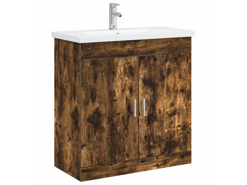  Ensemble de mobilier de salle de bain chêne fumé shl9097  - Conforama A