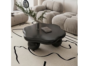 Table basse floral(e) coloris noir HAVRYA - 79 cmx79 cm