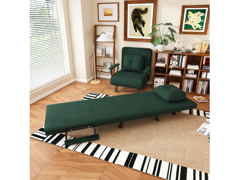 Fauteuil relax inclinable 5 positions en chenille vert foncé - Conforama B