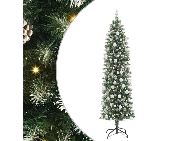  Sapin de noël, arbre de noël artificiel slim vert et blanc 210 cm shl6197  - Conforama A