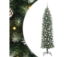 Sapin de noël, arbre de noël artificiel slim vert et blanc 210 cm shl6197