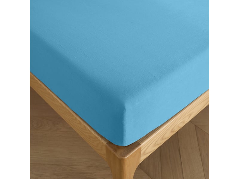  Drap housse 140 x 190 cm cyan 100% coton 57 filscm² bonnet 30 cm CP-DH140X190-CYAN - Conforama C