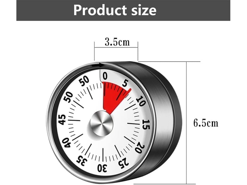  Minuteur de cuisine, magnétique en acier inoxydable,mécanique 60 minutes avec réveil puissant, pour la cuisine apprentissage pâtisserie No Commercial reference - Conforama B