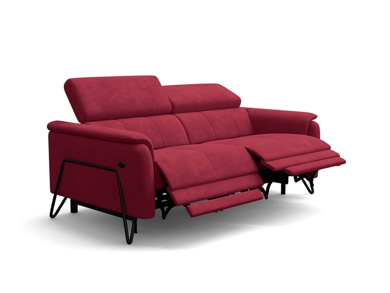  Canapé 3 places roden, 2x relax, tissu velours bordeaux RODEN - Conforama A