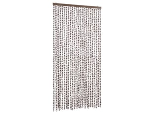 Rideau anti-mouches, moustiquaire taupe et blanc 100x230 cm chenille cf43580