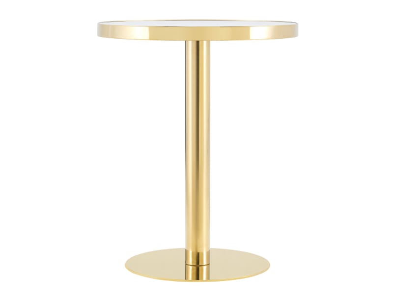  Table d’appoint ronde moderne – cadre en acier inoxydable doré, plateau marbre uv, socle solide, salon luxueux  - Conforama E