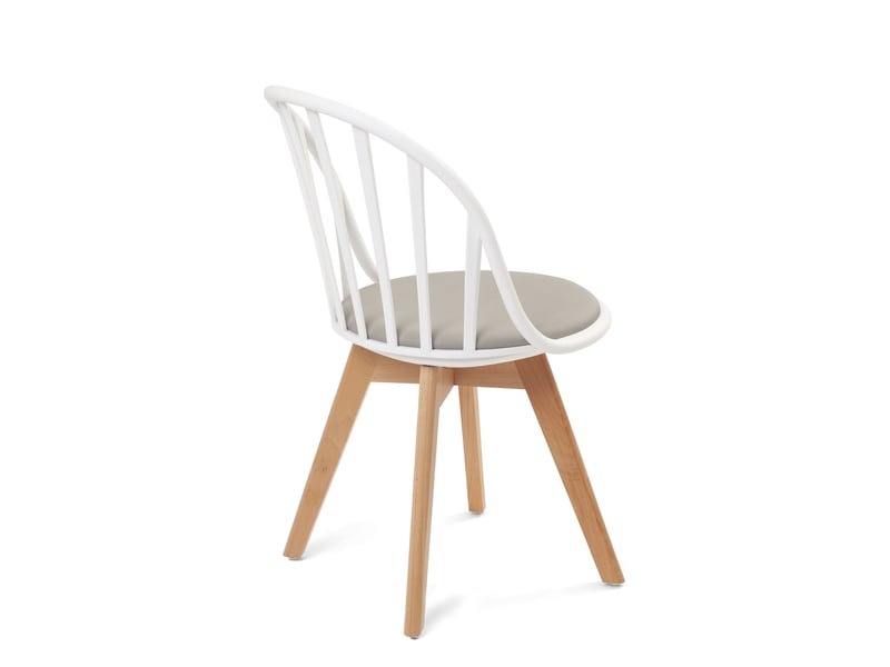  Lot de 2 chaises bistrot scandinaves bold blanches et grises à barreaux avec assise en simili cuir et pieds bois  - Conforama W